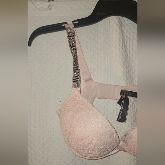 Victoria Secret Very Sexy Pink Lace Bling Straps Push-up Bra Size 36C - Picture 2 of 11